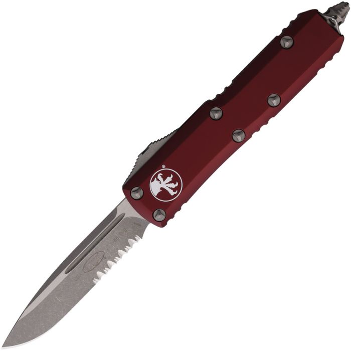 Microtech Auto UTX-85 S/E OTF AP Merlot Partially Serrated