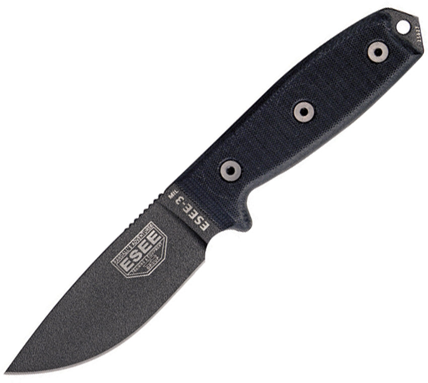 ESEE Model 3 Black G10 Plain Edge 3MILPBLK