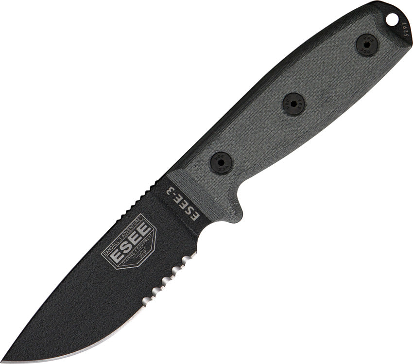 ESEE Model 3 Part Serrated ES-3SM-MB