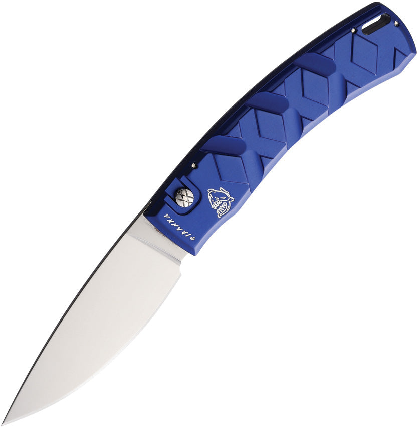 Piranha Knives Auto X Button Lock Blue