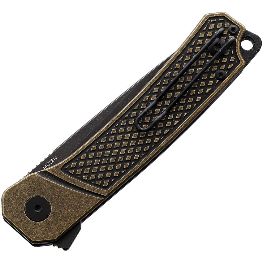 QSP Knife Osprey Linerlock Brass Black