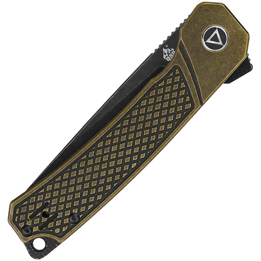 QSP Knife Osprey Linerlock Brass Black