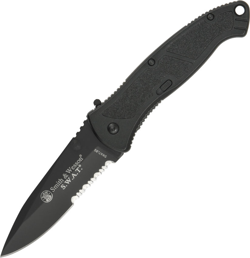 Smith & Wesson Large Black SWAT Linerlock Assisted Opening Serrated